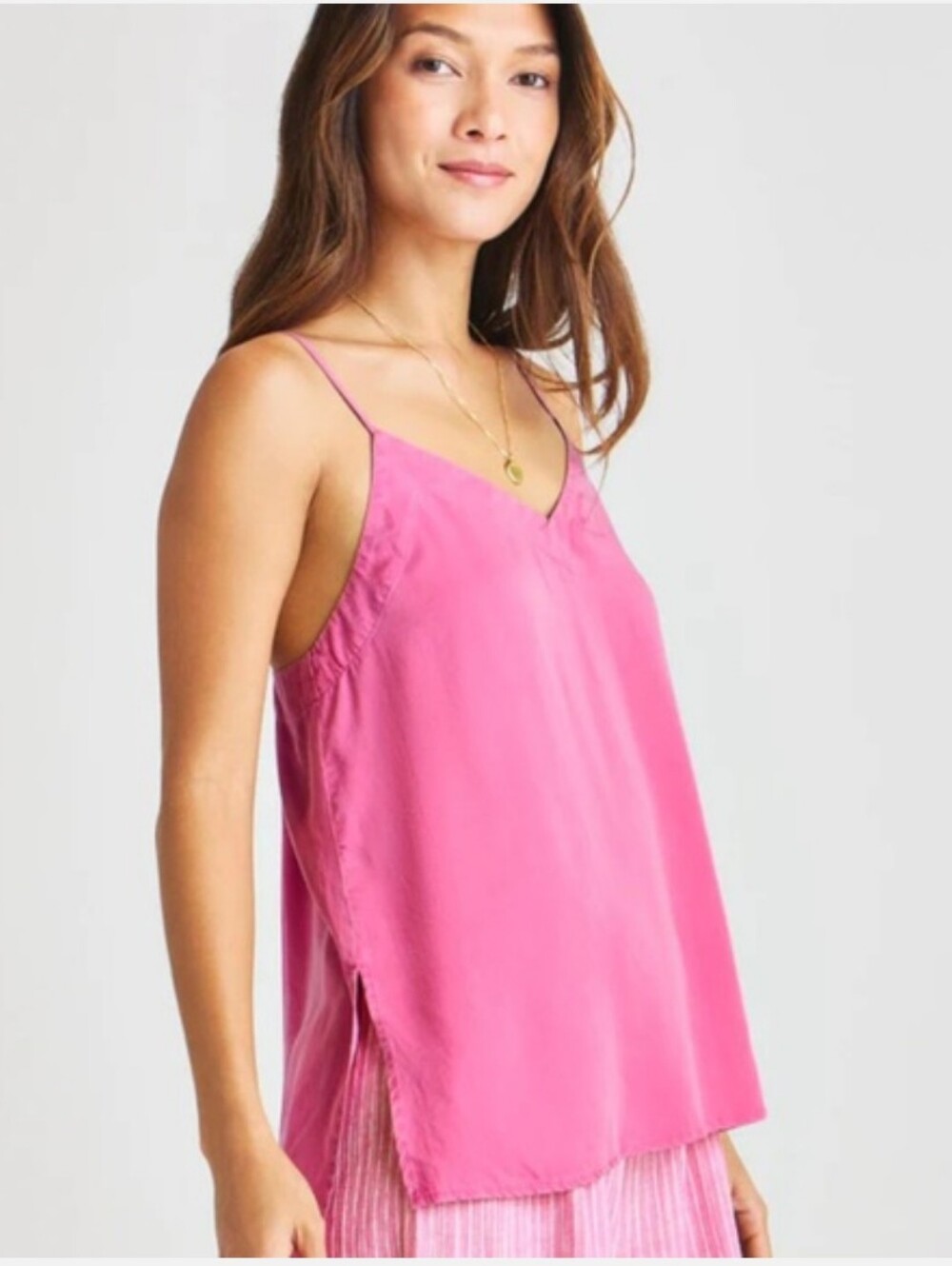 NWT SPLENDID Elena Tunic Tank Top V Neck Lyocell Pink Cami Medium